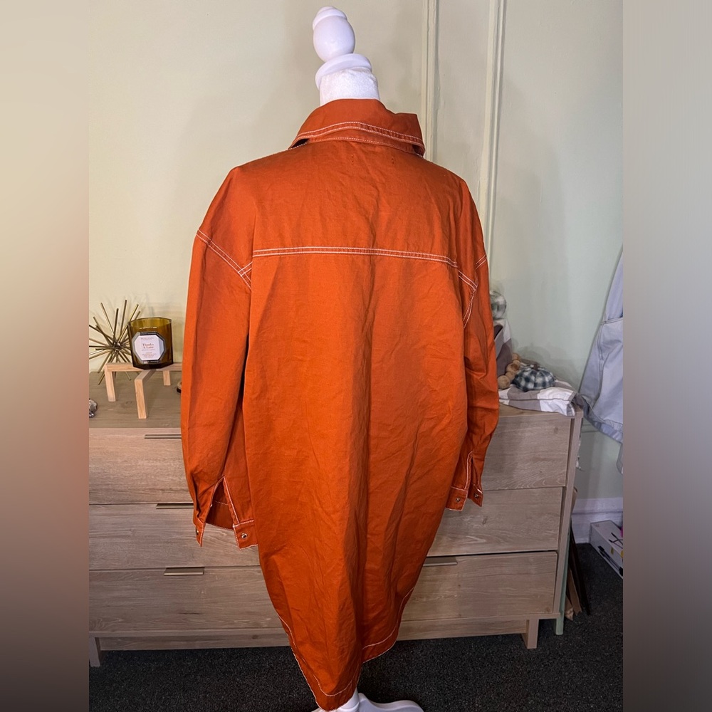 Missguided Rust Orange Midi Mini Button Down Over… - image 7